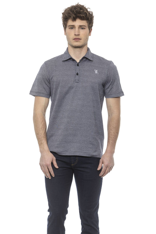Blue Cotton Men Polo