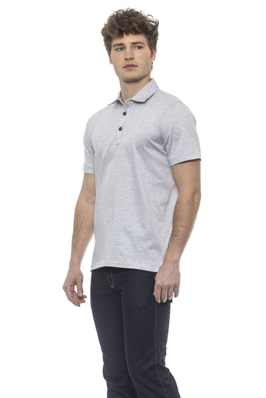 Gray Cotton Men Polo Shirt