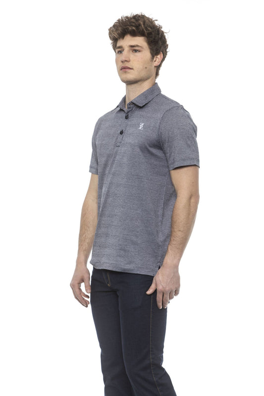 Blue Cotton Men Polo