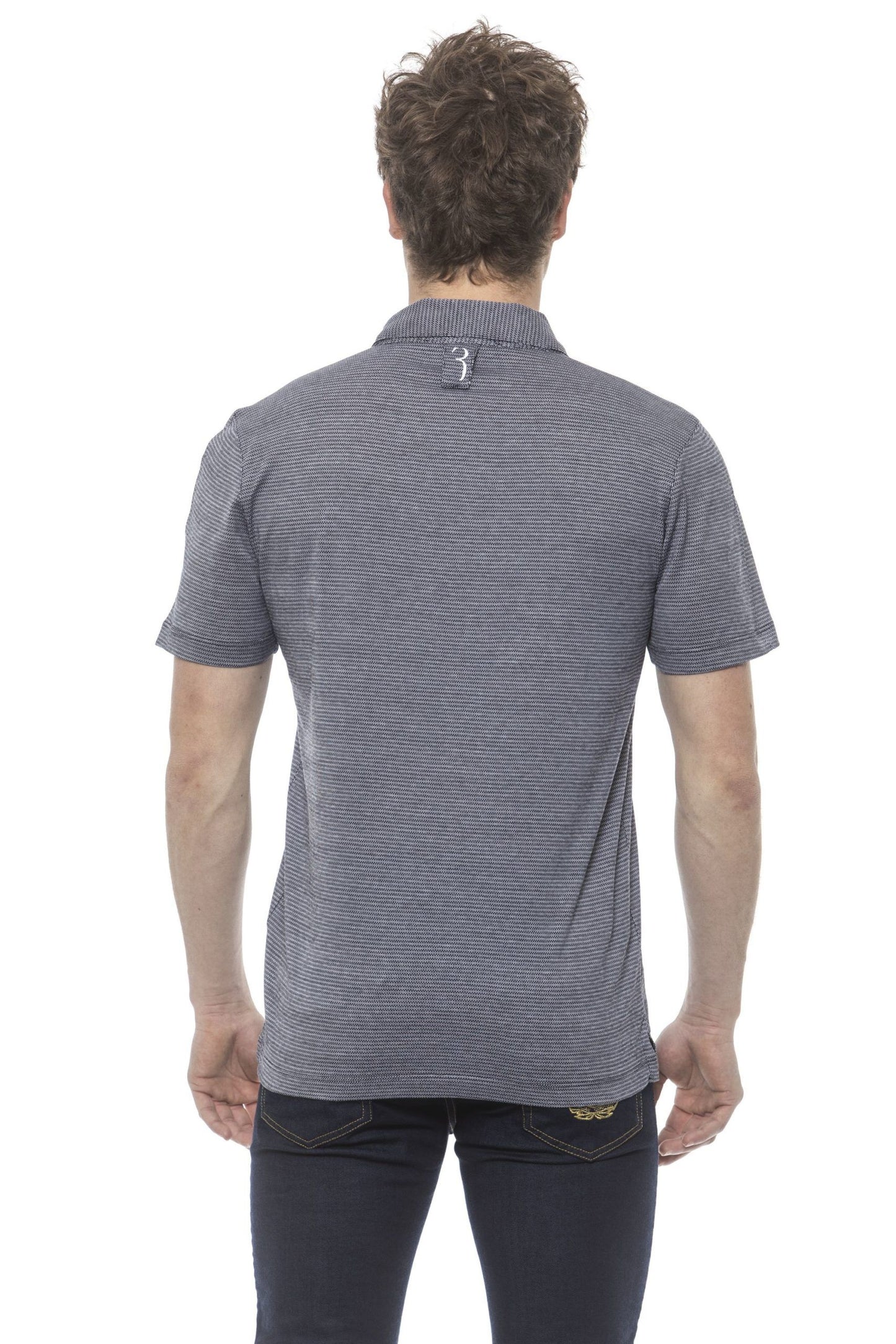 Blue Cotton Men Polo