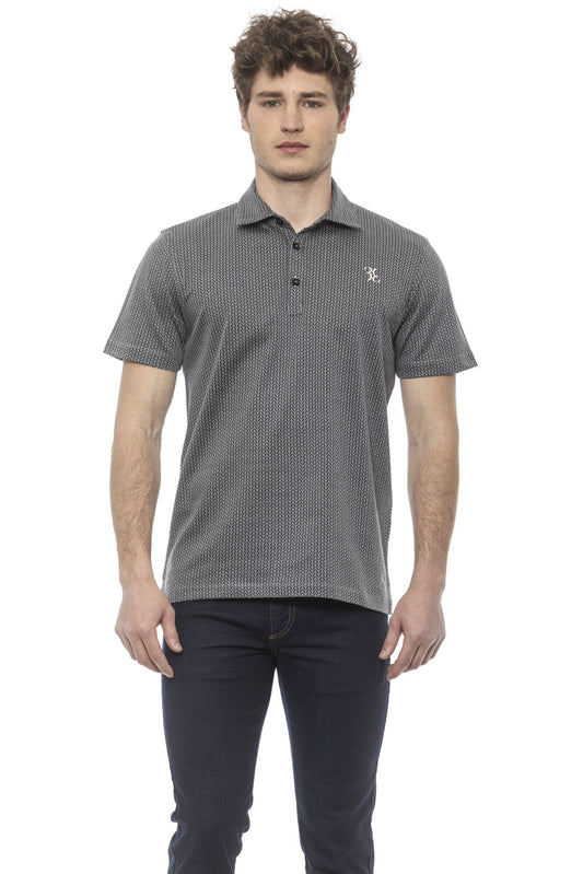 Gray Cotton Men Polo Shirt