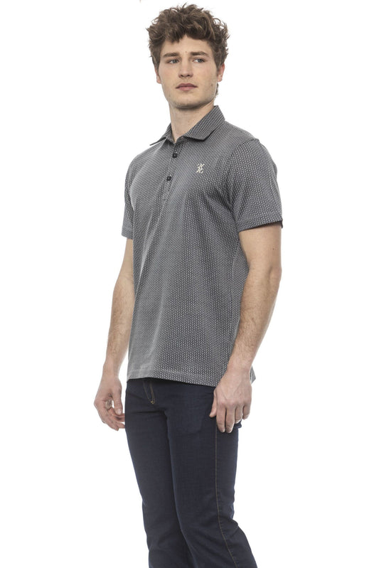 Gray Cotton Men Polo Shirt