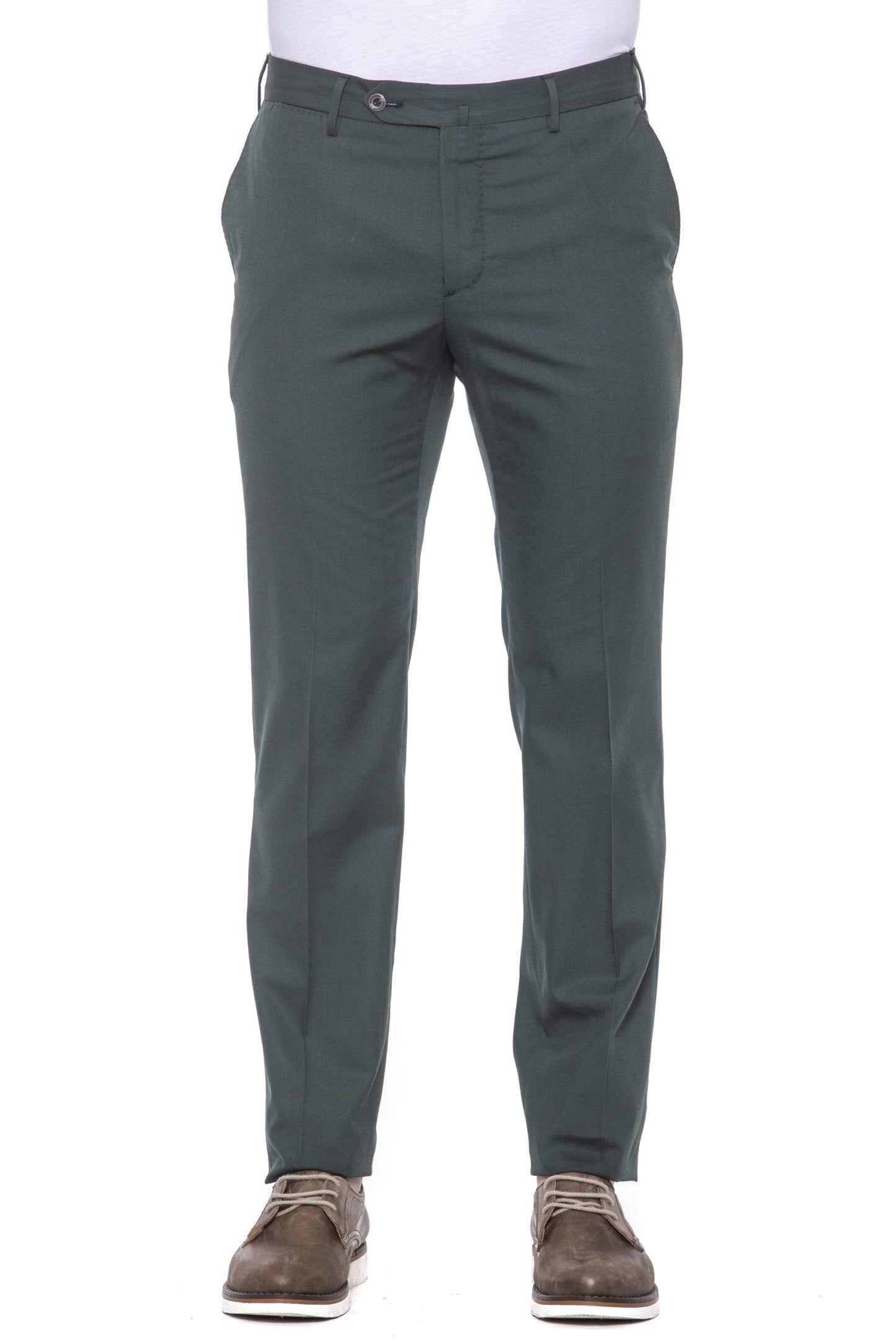 Green Polyester Men Trouser