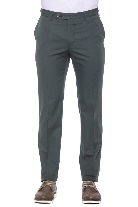 Green Polyester Men Trouser