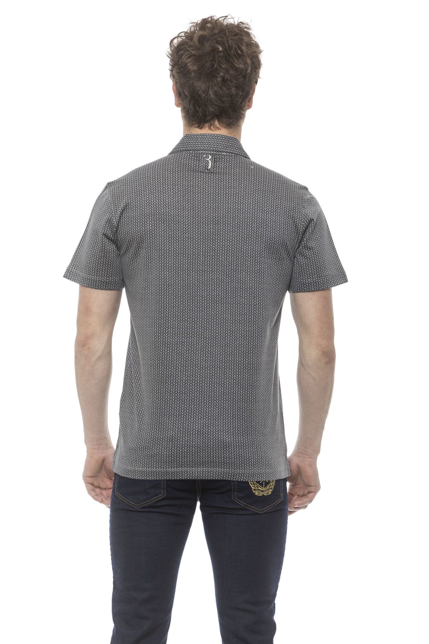 Gray Cotton Men Polo Shirt