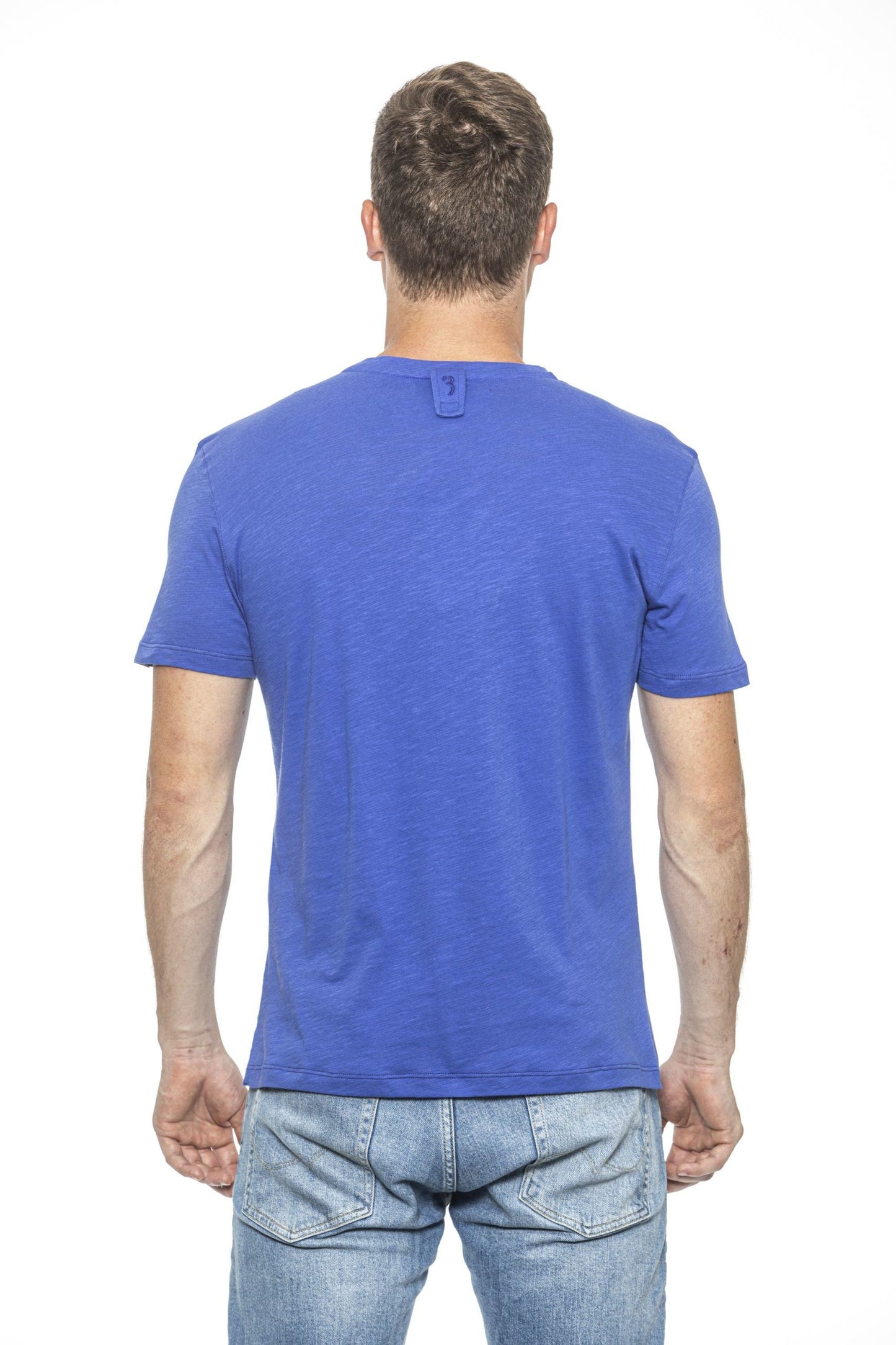 Light-Blue Cotton Men T-Shirt