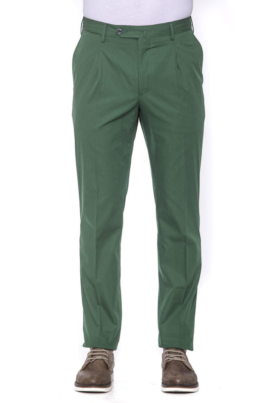 Green Cotton Men Trouser