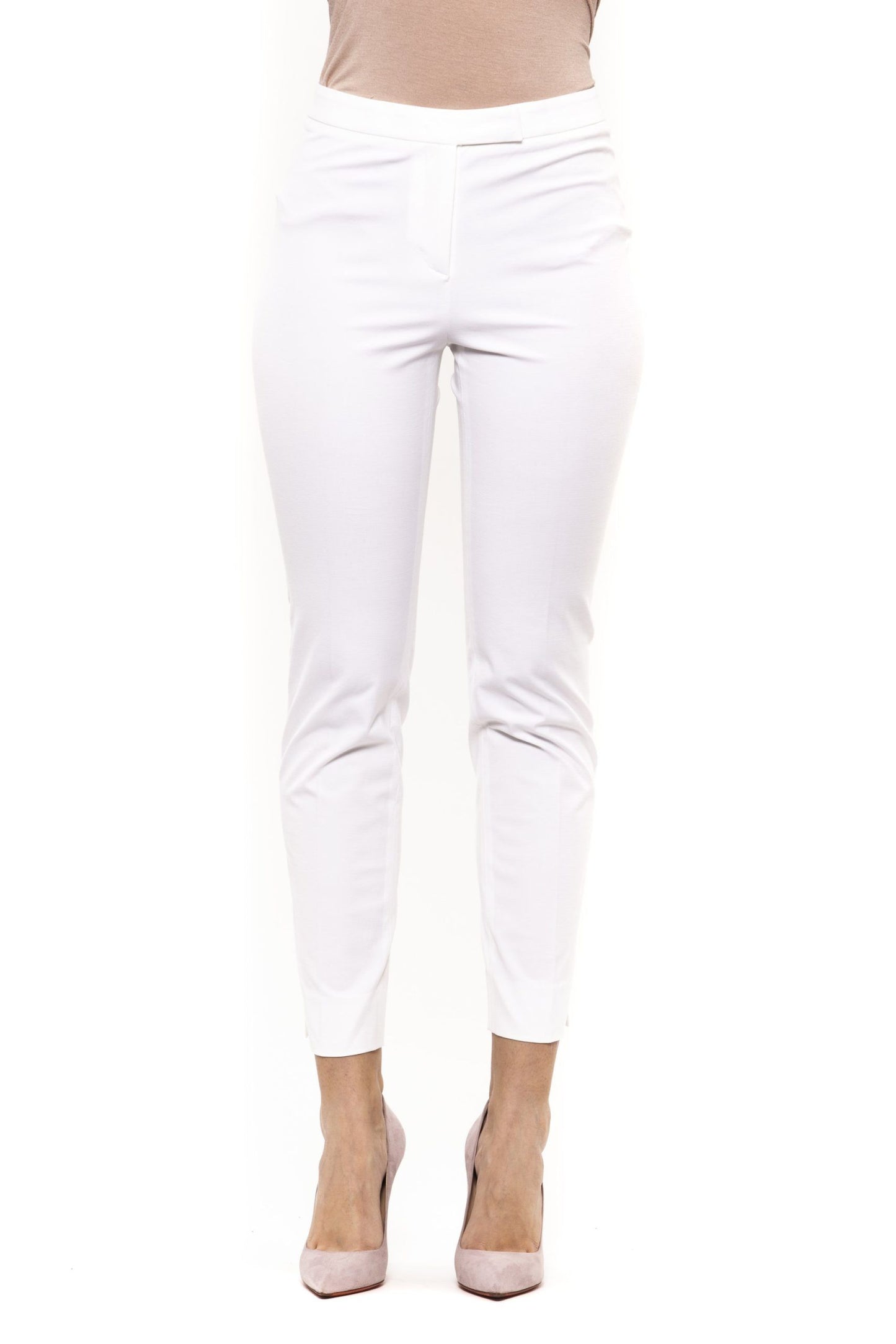 White Cotton Women Trouser