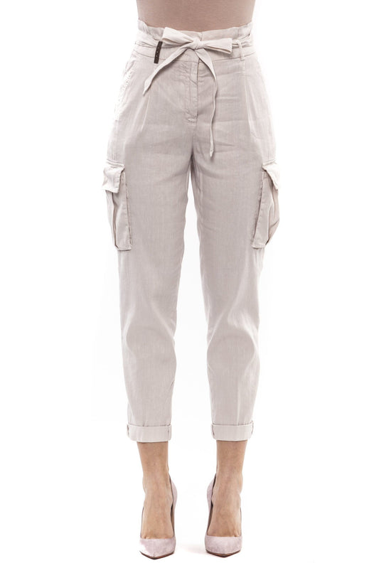 Beige Linen Women's Trouser