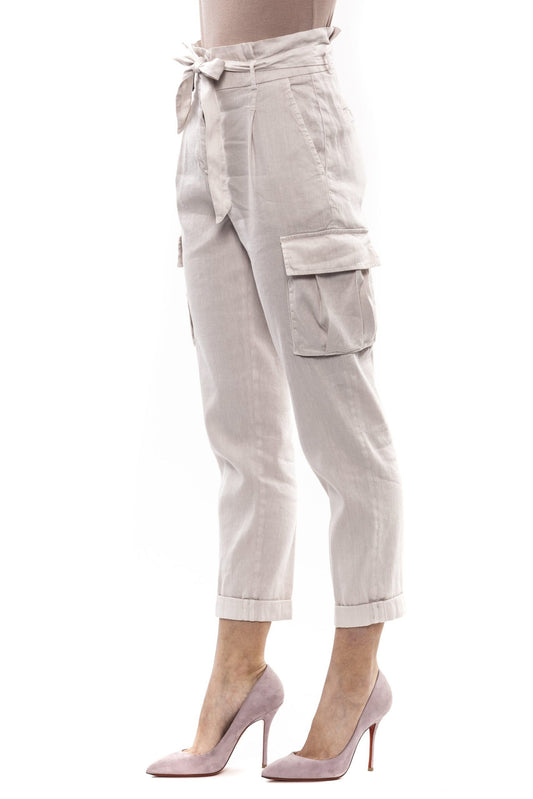 Beige Linen Women's Trouser