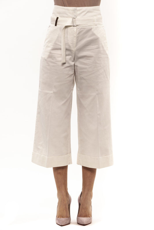 White Cotton Women Palazzo Trouser