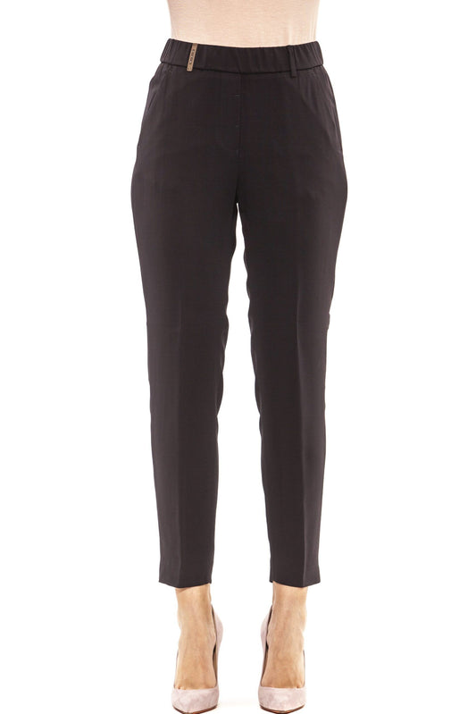 Blue Viscose Women Trouser