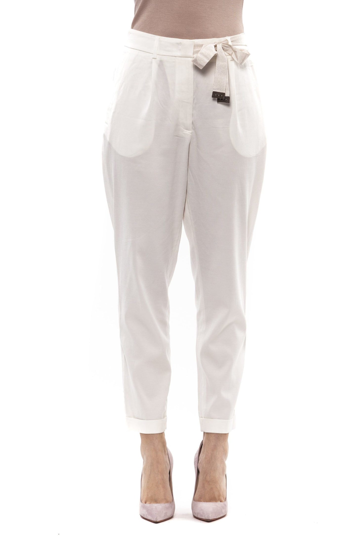 White Viscose Women Pant