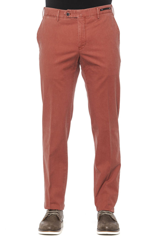 Red Cotton Men Slim Trouser