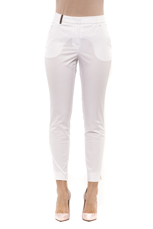 White Cotton Women Trouser