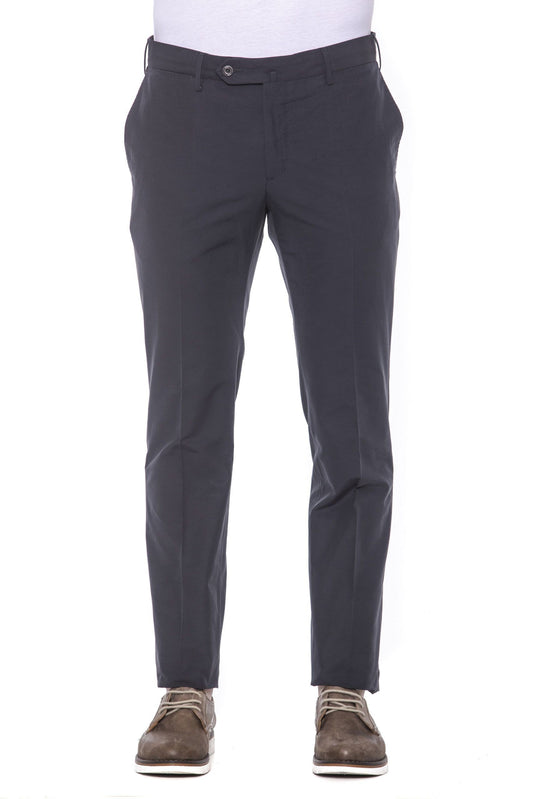 Blue Cotton Men Trouser
