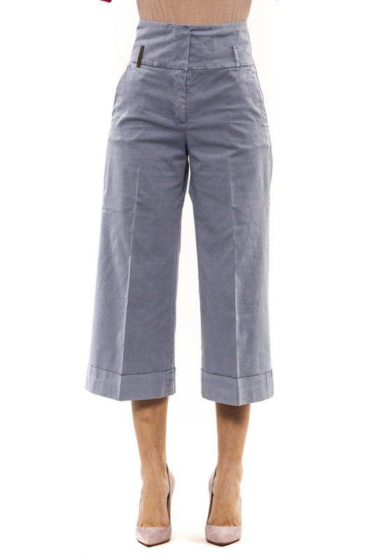 Light-Blue Cotton Women Palazzo Pants