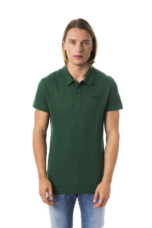 Green Cotton Men Polo Shirt