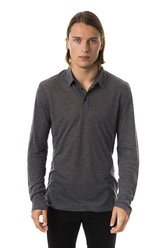 Gray Polyester Men Polo Shirt