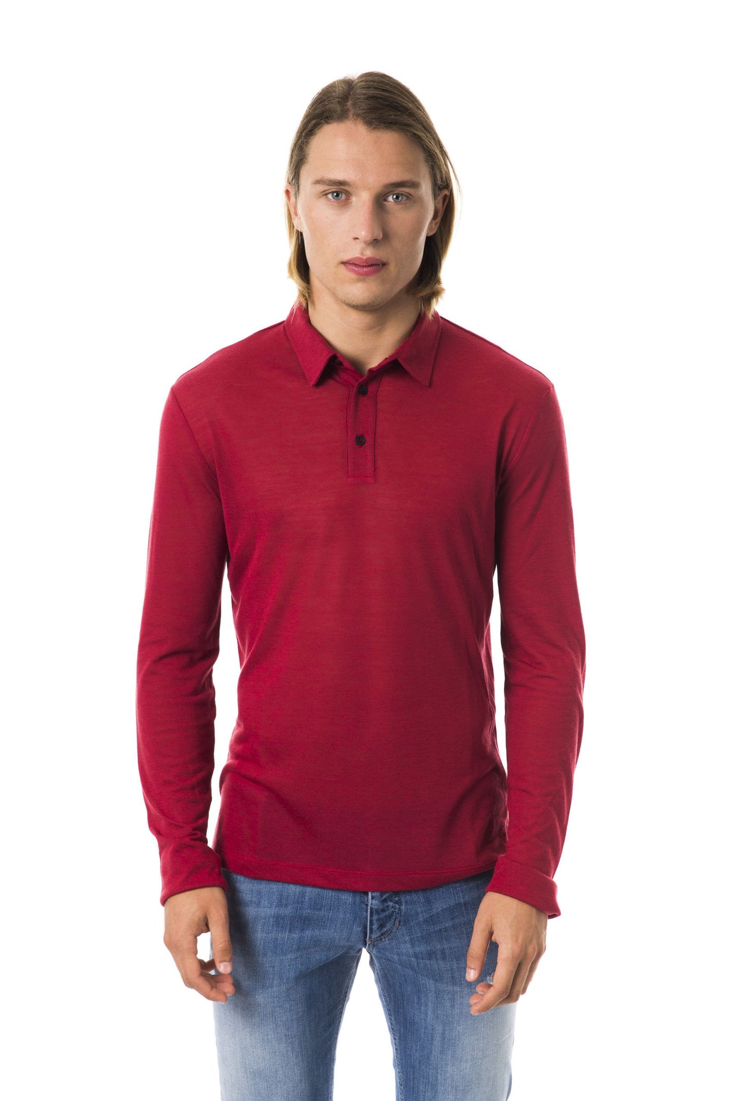 Red Polyester Men Polo