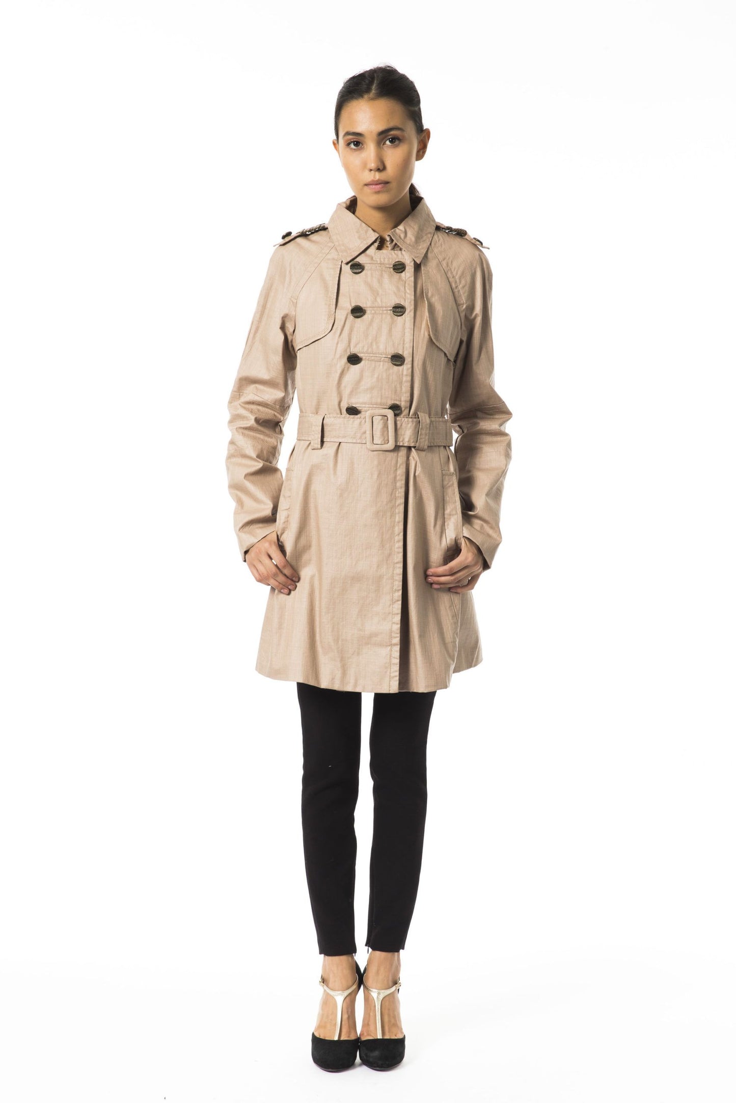 Brown Cotton Women Trench Coat