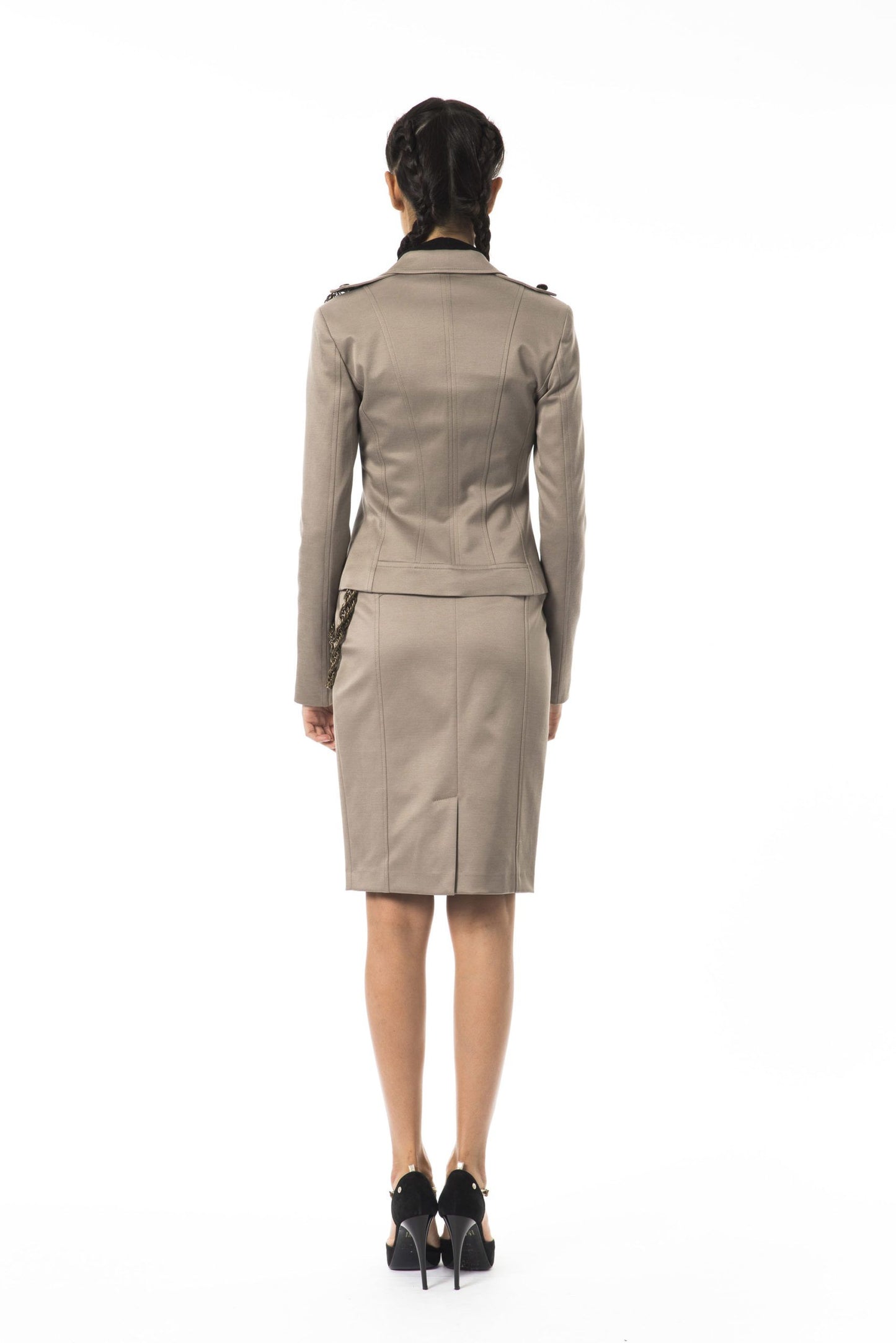 Gray Cotton Women Blazer