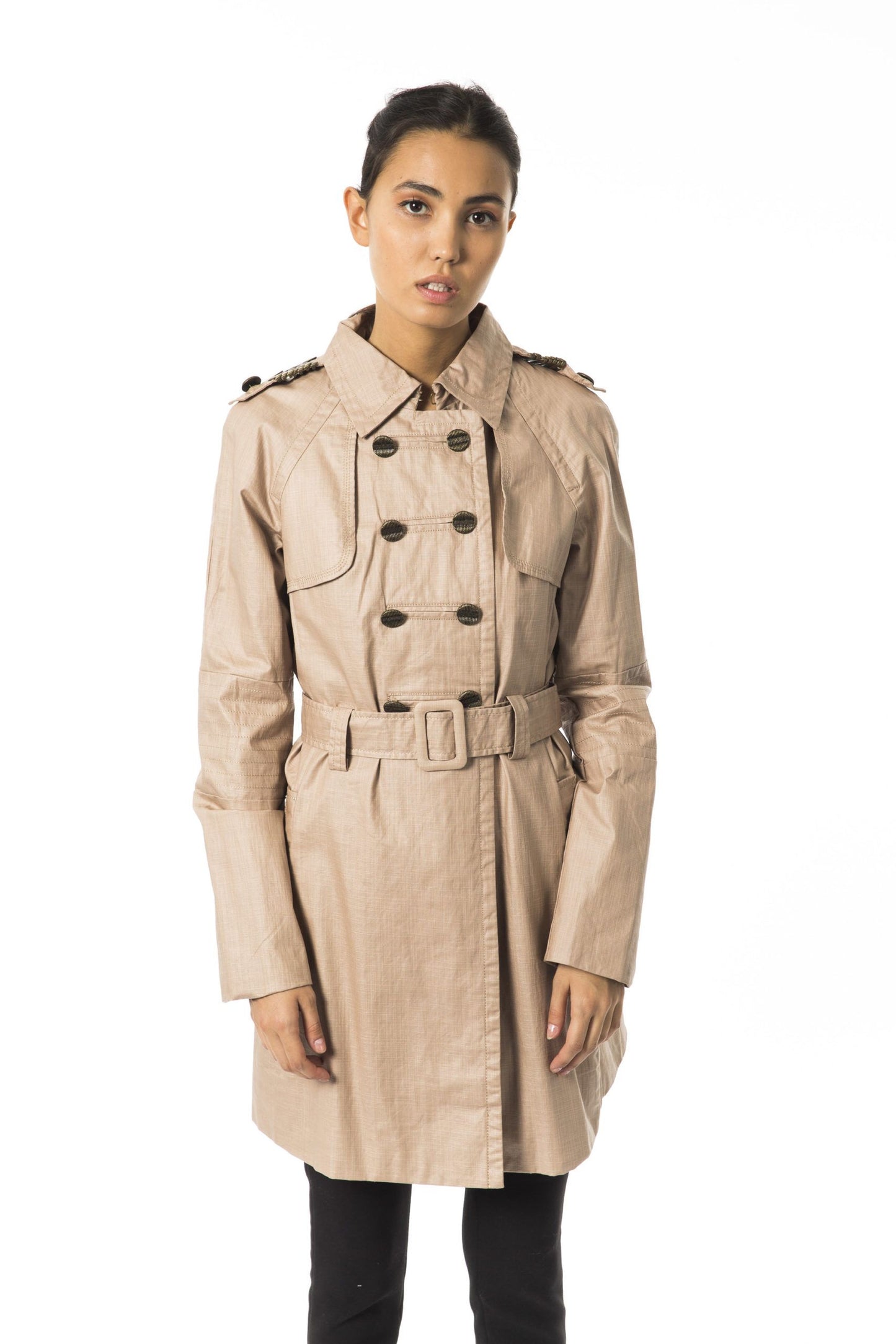 Brown Cotton Women Trench Coat