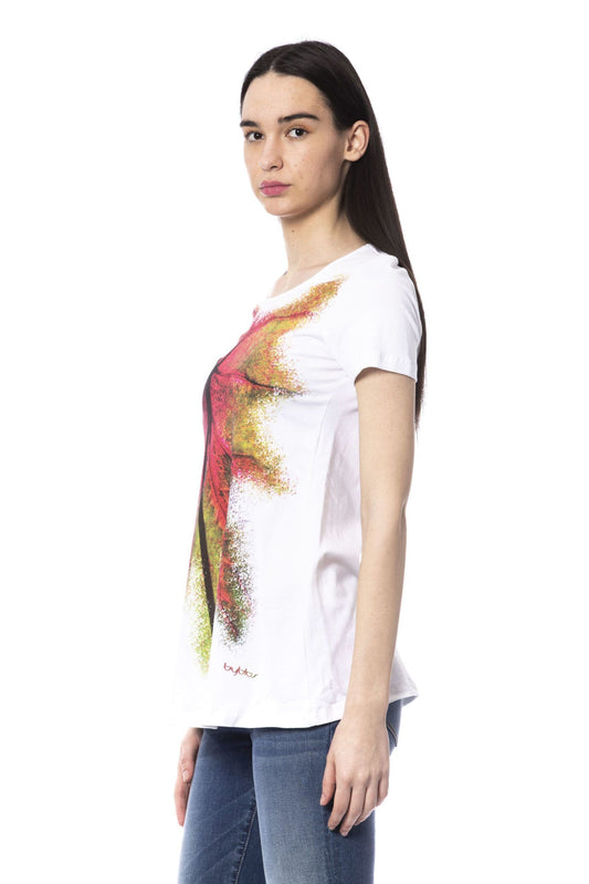 White Cotton Women T-Shirt