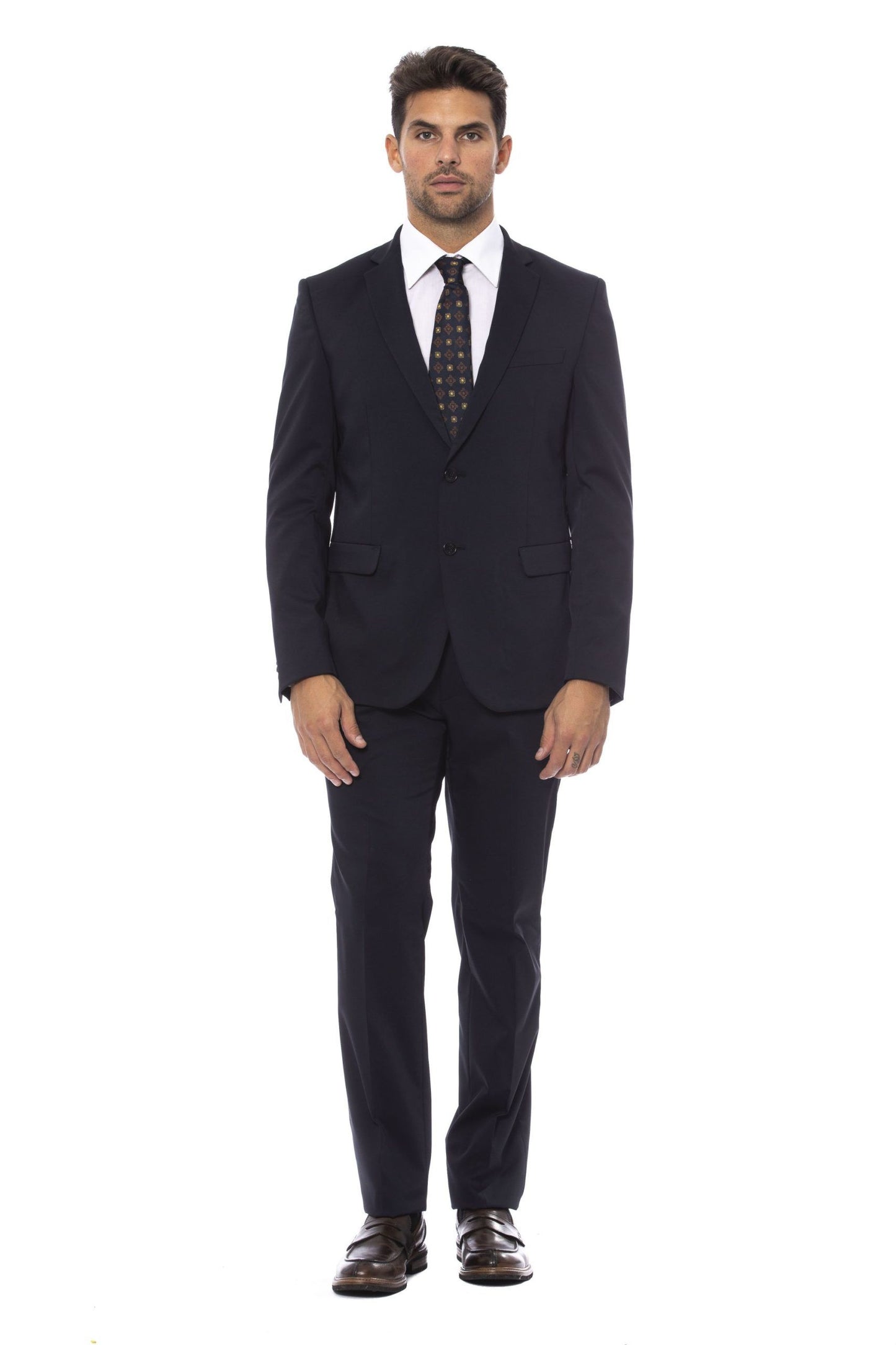Blue Cotton Men Suit