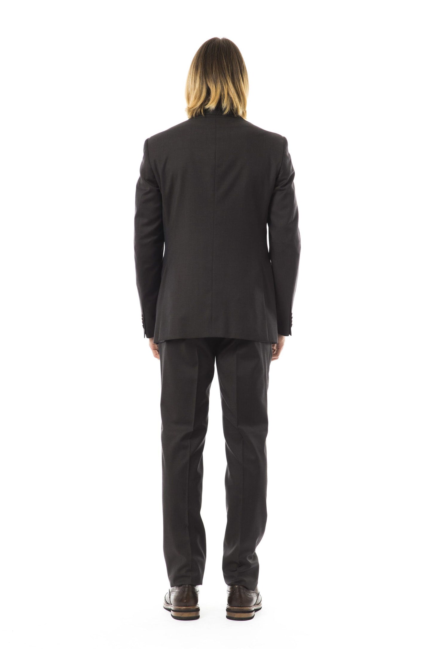 Gray Virgin Wool Men Suit