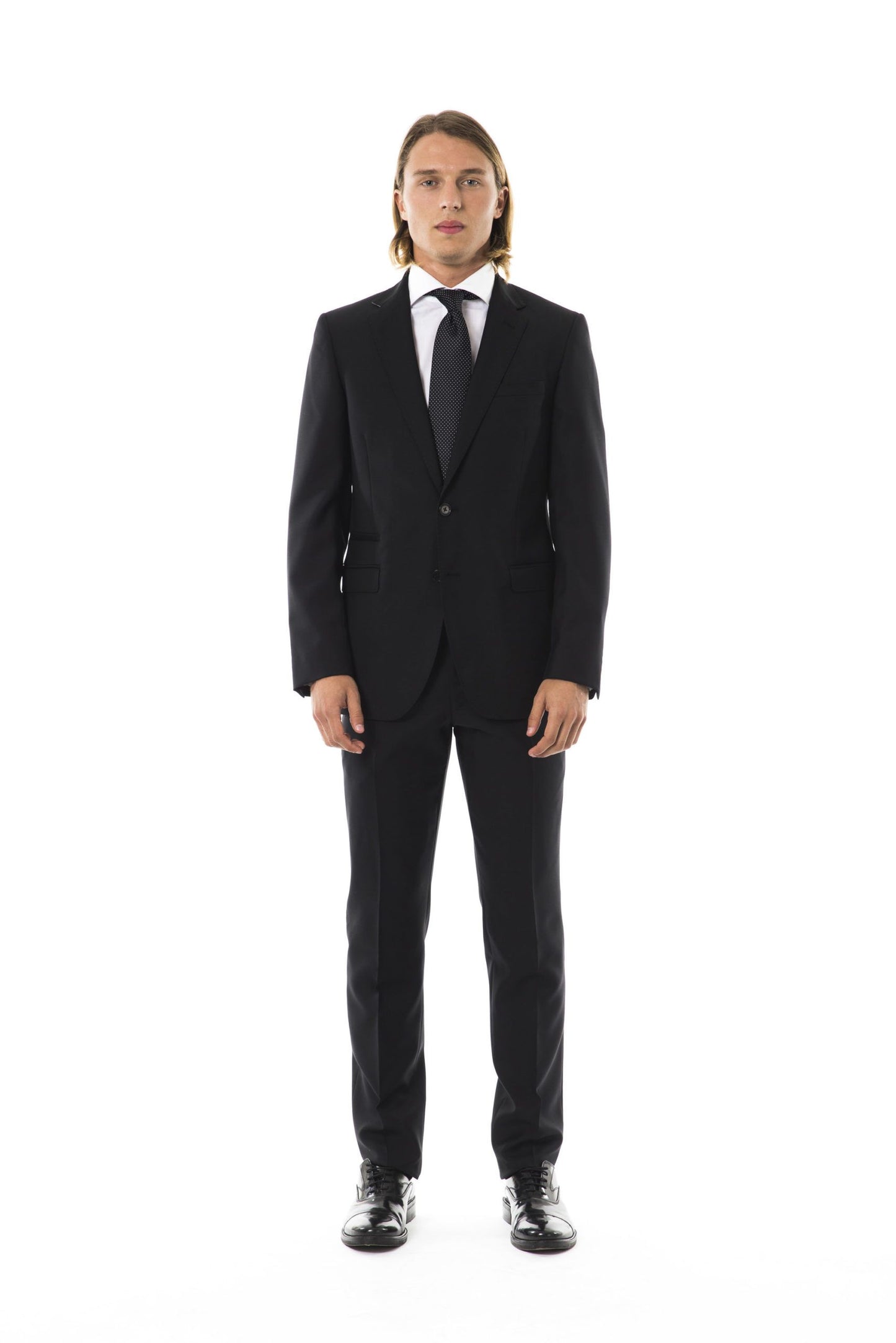 Black Virgin Wool Men Suit