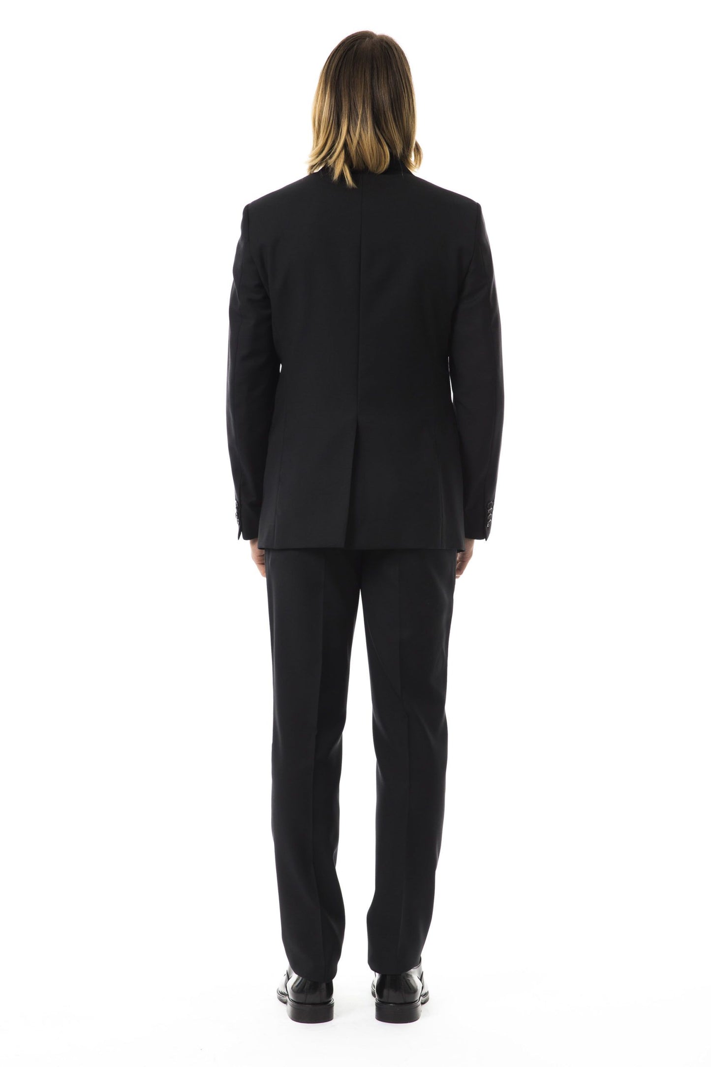 Black Virgin Wool Men Suit