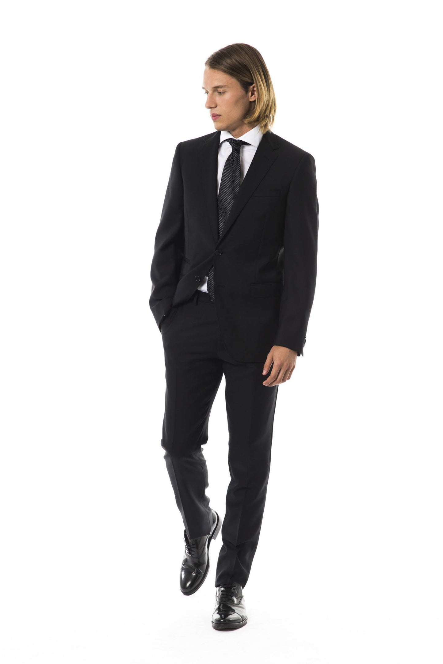 Black Virgin Wool Men Suit