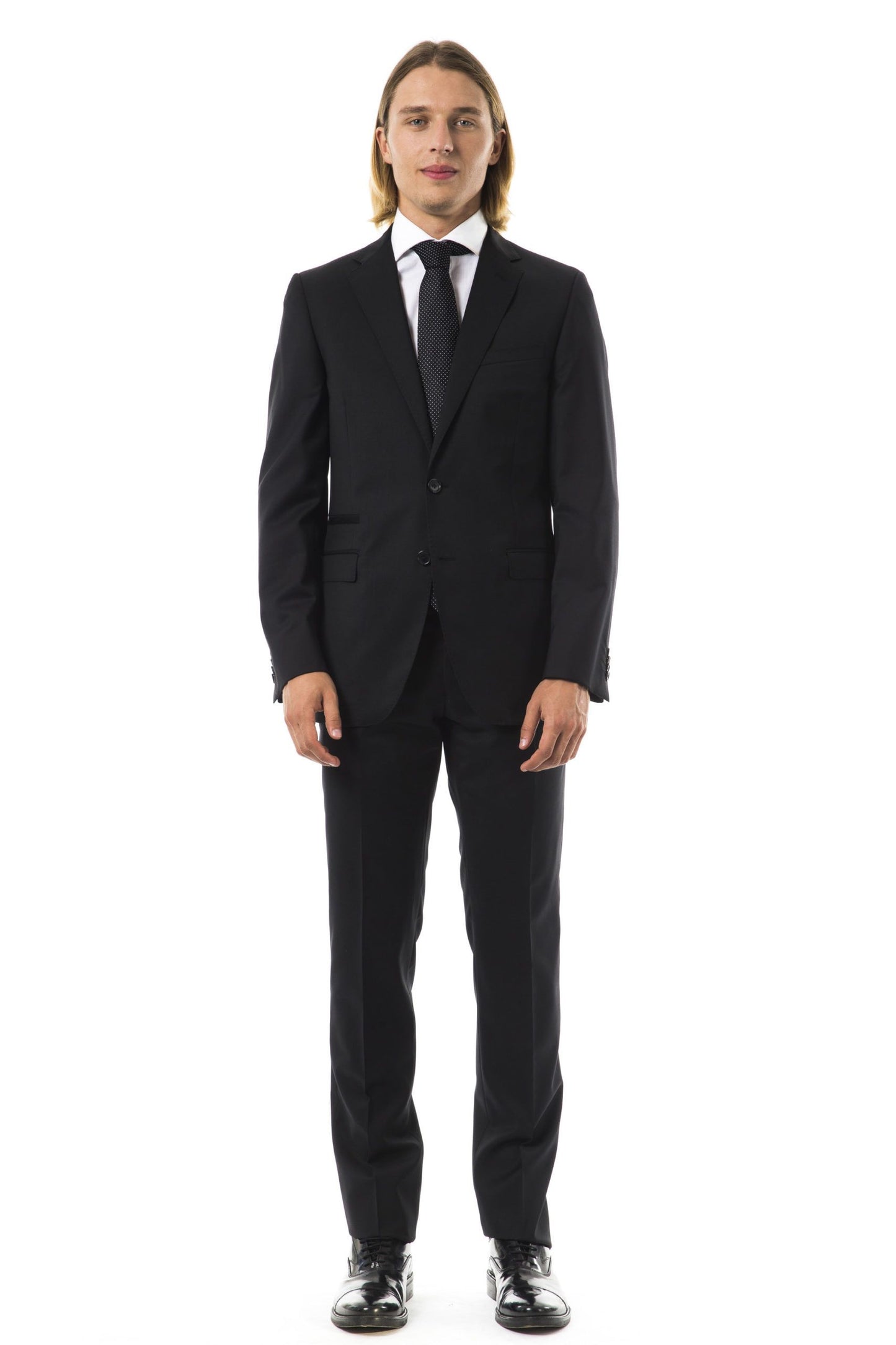 Black Virgin Wool Men Suit