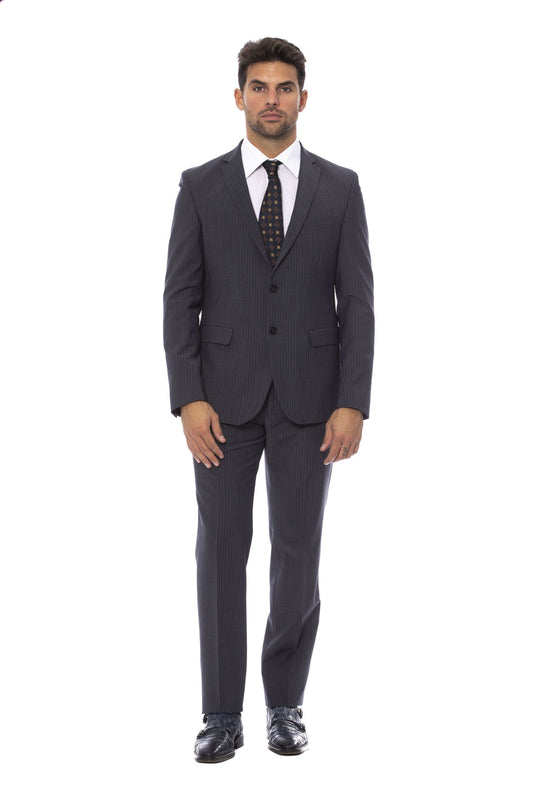 Blue Wool Men Suit