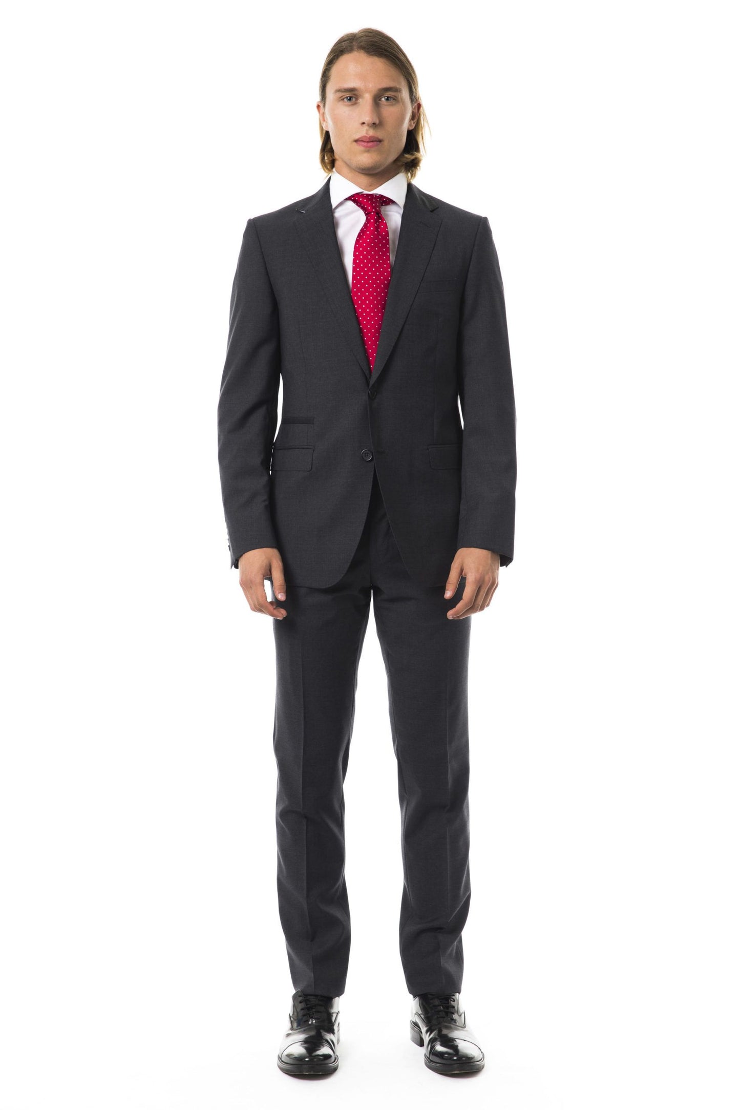 Gray Virgin Wool Men Suit