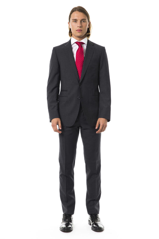Gray Virgin Wool Men Suit