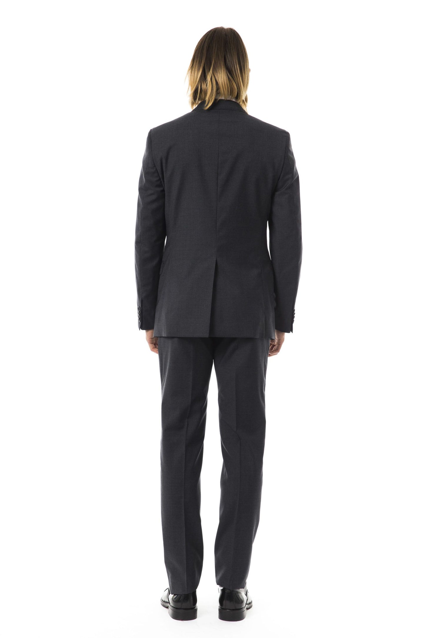 Gray Virgin Wool Men Suit