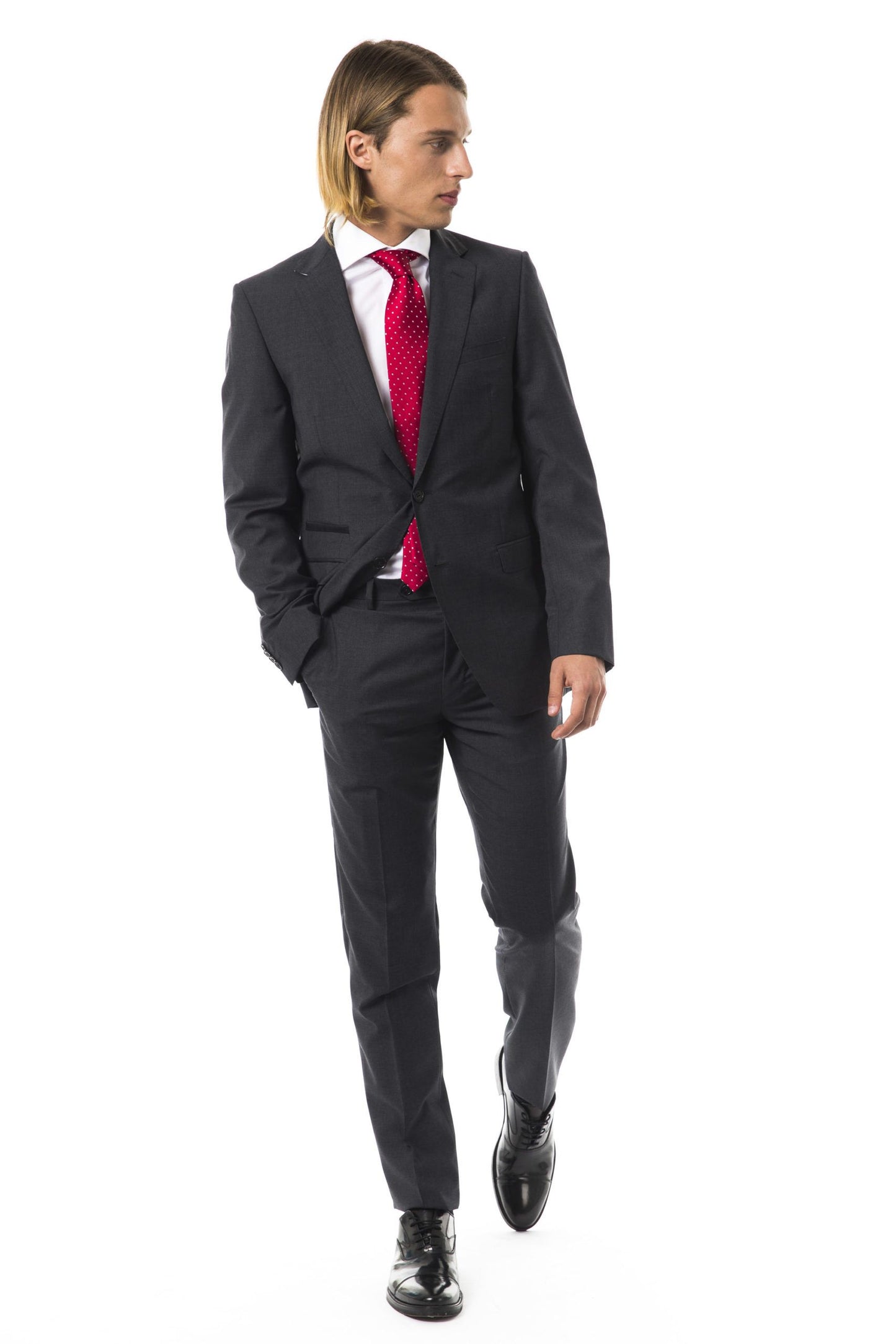 Gray Virgin Wool Men Suit