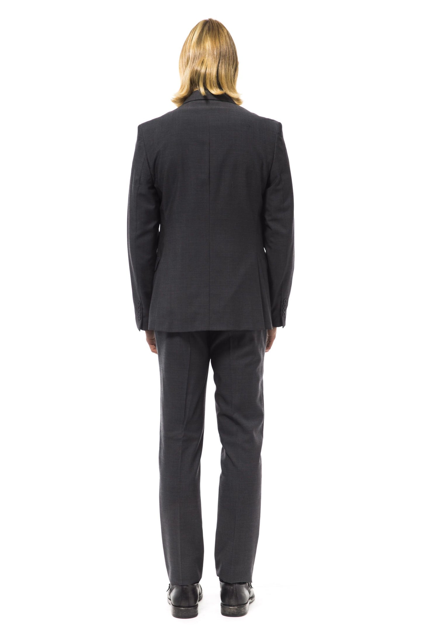 Gray Virgin Wool Men Suit