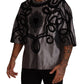 Silk Crew Neck Tee with Sacred Heart Embroidery