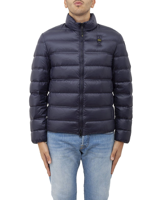 Blue Nylon Men Jacket