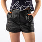 Black Lambskin Women Shorts