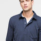 Blue Cotton Men Polo Shirt