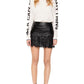 Chic Fringe-Trimmed Faux Leather Skirt