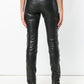 Black Lambskin Women Trouser