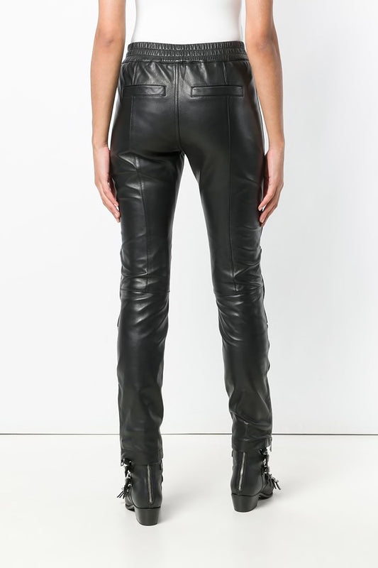 Black Lambskin Women Trouser