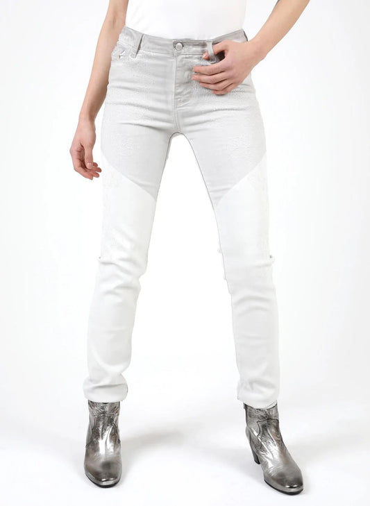 White Cotton Women Trouser