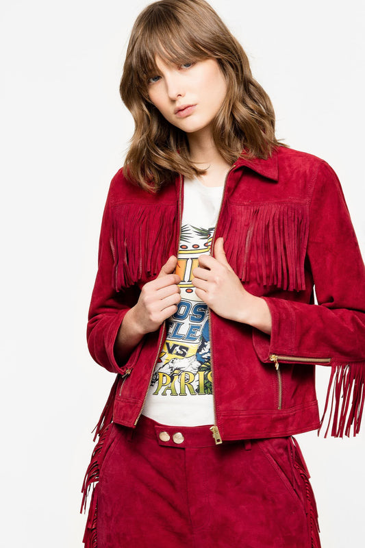 Red Goat Leather Women Jacket