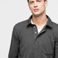 Gray Cotton Men's Polo Neck T-Shirt